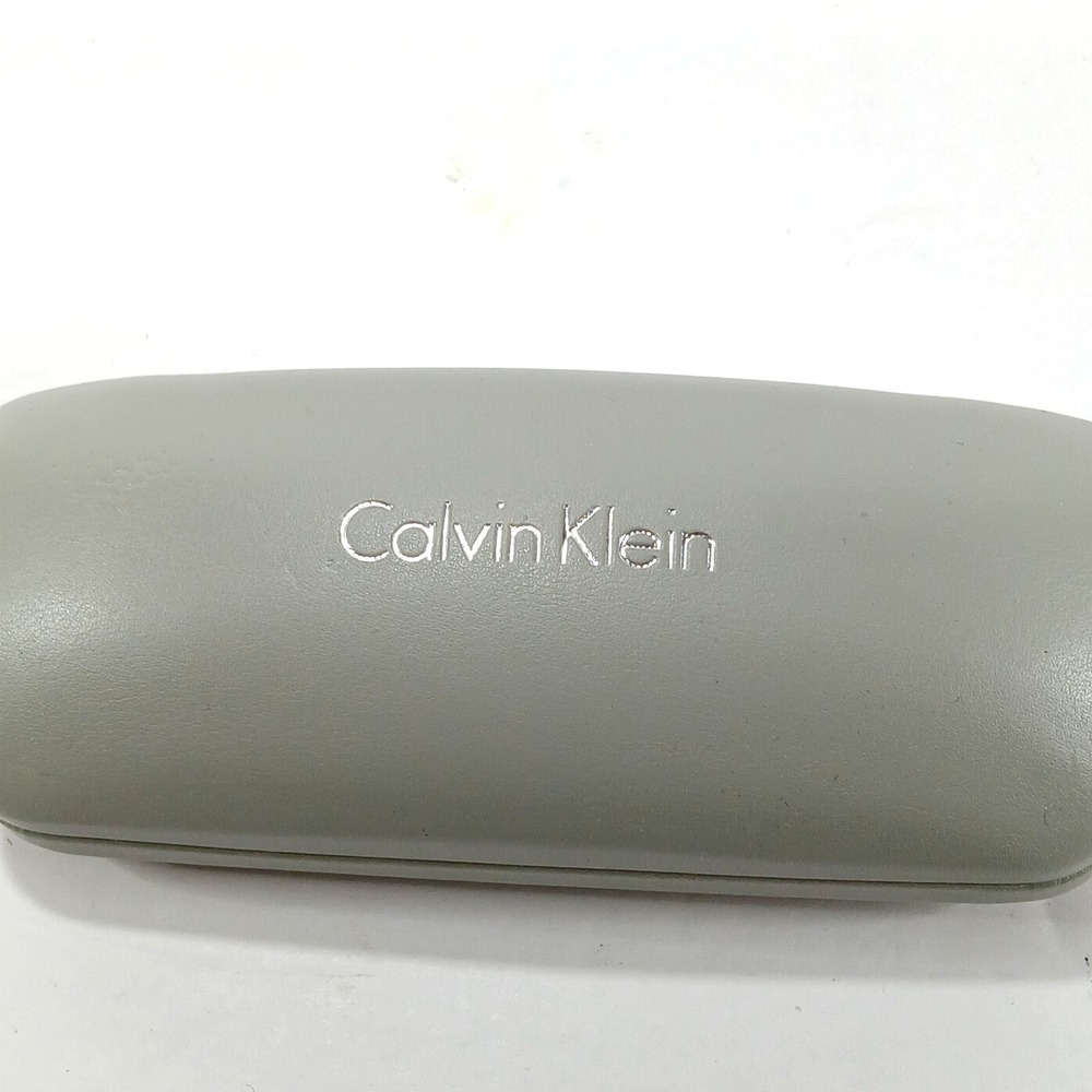 Calvin Klein Hard Clamshell Glasses Case Gray Faux Leather